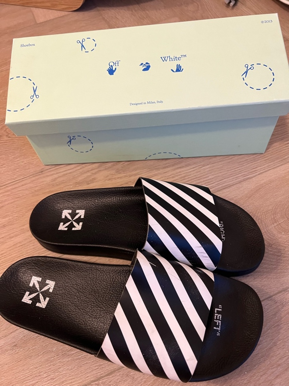 Off-White Black & White Striped Slide Sandals